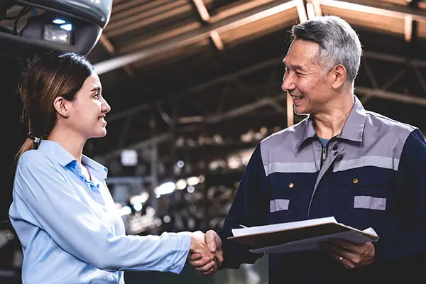 Service advisor speaking with a customer